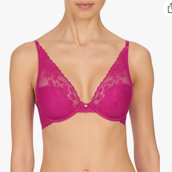 Natori Flowers Bra 30DD Magenta Pink Cherry Blossom Convertible Contour Padded